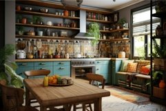 Kitchen boho rustic. Generate Ai Product Image 1