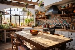 Charming Kitchen boho rustic. Generate Ai Product Image 1