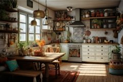 Cozy Kitchen boho rustic. Generate Ai Product Image 1