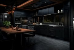 Foreboding Kitchen dark interior. Generate Ai Product Image 1