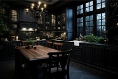 Enchanting Kitchen dark interior. Generate Ai Product Image 1