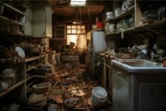 Grubby Kitchen dirty chaos. Generate Ai Product Image 1