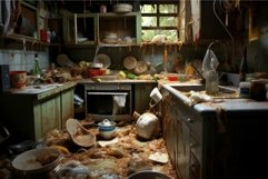 Kitchen dirty chaos. Generate Ai Product Image 1