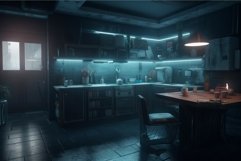 Cyberpunk kitchen interior. Generate Ai Product Image 1