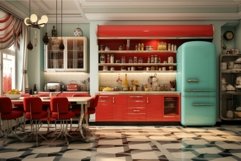 Nostalgic Retro kitchen. Generate Ai Product Image 1