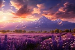 Fragrant Lavender field mountains. Generate Ai Product Image 1