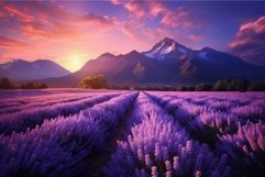 Sprawling Lavender field mountains. Generate Ai Product Image 1