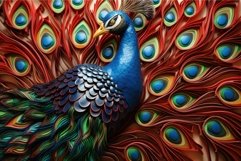 Exotic Leather colorful peacock. Generate Ai Product Image 1