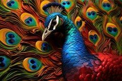 Leather colorful peacock. Generate Ai Product Image 1