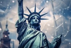 Dilapidated Liberty statue ruined closeup. Generate AI Product Image 1