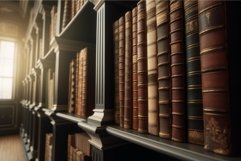 Closeup library old books. Generate Ai Product Image 1