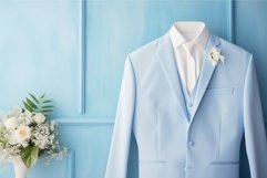 Fashionable Light blue wedding suit. Generate Ai Product Image 1