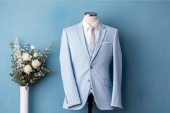 Sophisticated Light blue wedding suit. Generate Ai Product Image 1