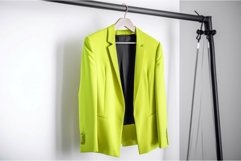 Lime color jacket hanging on rack. Generate ai Product Image 1