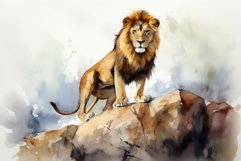 Lion rock animal watercolor. Generate Ai Product Image 1