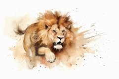 Lion watercolor splash run. Generate Ai Product Image 1