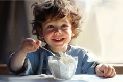 Kid-friendly Little boy yogurt. Generate Ai Product Image 1