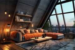 Loft style house sofa. Generate Ai Product Image 1