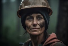 Logger woman forest portrait. Generate Ai Product Image 1
