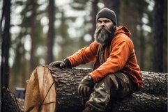 Bearded Lumberjack person forest. Generate Ai Product Image 1