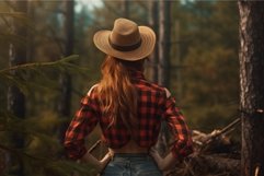 Lumberjack woman with hat in forest. Generate Ai Product Image 1