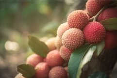 Lychee organic plantation Thailand. Generate ai Product Image 1