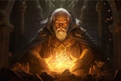 Mage old man fantasy dungeon. Generate Ai Product Image 1