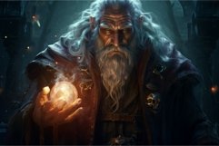 Mystical Mage old man fantasy dungeon. Generate Ai Product Image 1