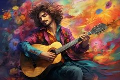 Charismatic Male bard in colorful suit. Generate ai Product Image 1