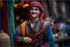 Male bard in colorful suit. Generate ai Product Image 1