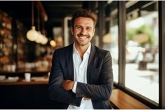 Visionary Male entrepreneur smiles. Generate Ai Product Image 1