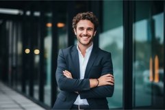Successful Male entrepreneur smiles. Generate Ai Product Image 1