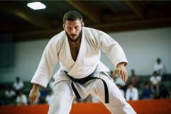 Disciplined Male training judo. Generate Ai Product Image 1