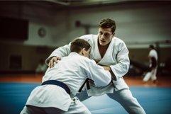 Agile Male training judo. Generate Ai Product Image 1