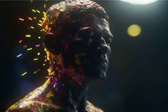 Man close colorful portrait. Generate Ai Product Image 1