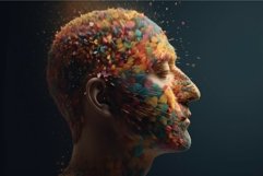 Colorful splashes man portrait. Generate Ai Product Image 1