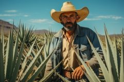 Rustic Man cowboy agave field desert. Generate Ai Product Image 1