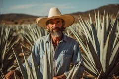 Desolate Man cowboy agave field desert. Generate Ai Product Image 1