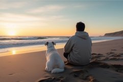 Man dog sunset active. Generate Ai Product Image 1