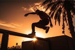 Man parkour sunset. Generate Ai Product Image 1