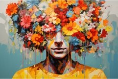 Charming Bearded man with flowers. Generate Ai Product Image 1
