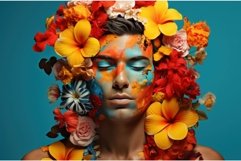 Tranquillity-infused Bearded man with flowers. Generate Ai Product Image 1