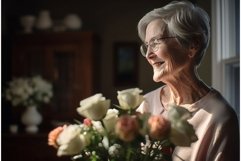 Senior woman holding bouquet of flowers. Generate ai Product Image 1