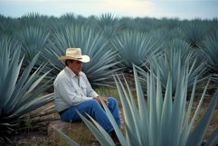 Man cowboy resting agave field. Generate Ai Product Image 1