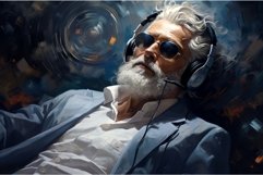 Relaxed Man listening to music. Generate ai Product Image 1