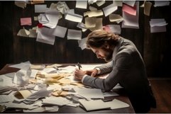 Meticulous Man planning paper art. Generate Ai Product Image 1