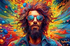 Vibrant Man colorful psychedelic colorful. Generate Ai Product Image 1
