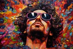 Diverse Man colorful psychedelic colorful. Generate Ai Product Image 1