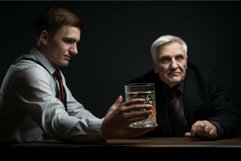 Man refusing vodka drink glass. Generate ai Product Image 1