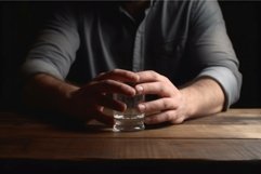 Man refusing vodka drink glass. Generate ai Product Image 1